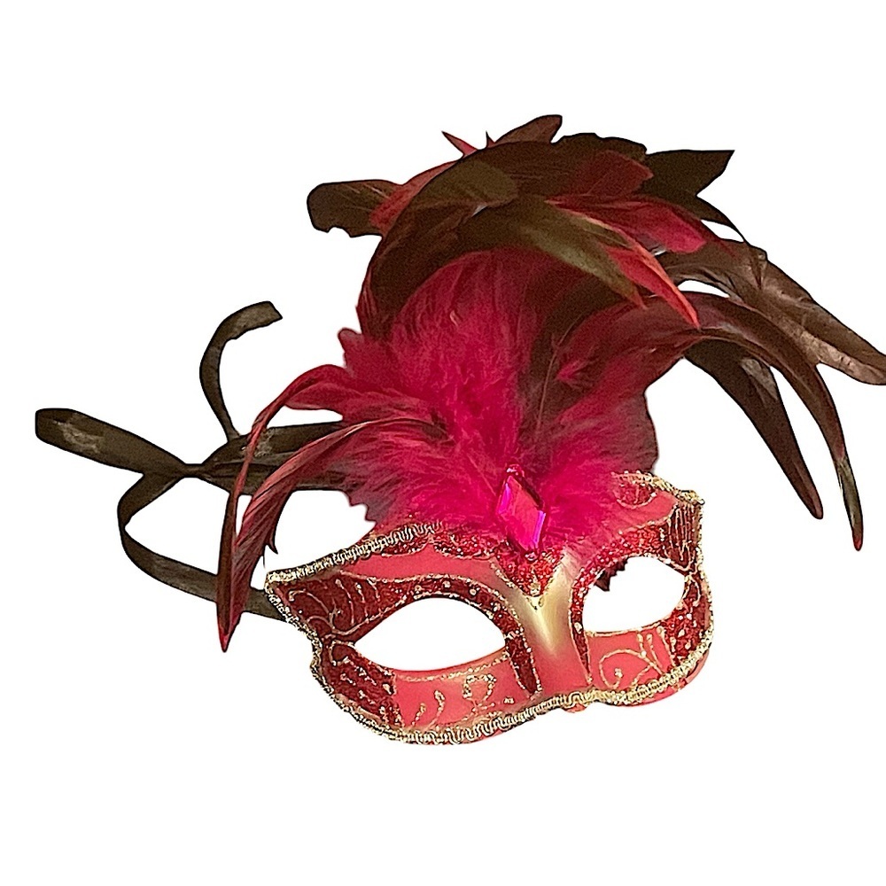 Hot Pink Mardi Gras Masquerade Ball Handmade Adult Mask Handmade Italy